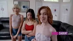 Play Hardcore Gangbang with Petite Blonde Teenie and Her Asian Friends